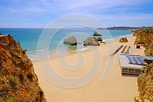 View on the beach Portimao in Algarve, Portugal