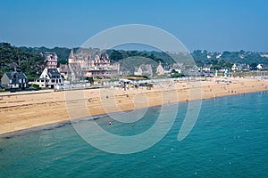 View of the beach of Saint-Cast-Le-Guildo in summer in Cotes d\'Armor, Britanny France