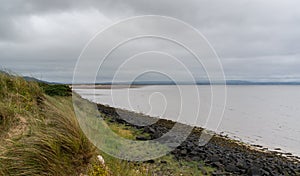 View of the beach and sand dunes on Lough Foyle at Magilligan Point in Northern Ireland