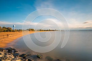 View of the beach at Sandy Point State Park in Annapolis, Maryland