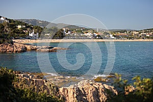 View of the beach of Sant Pol in S Agaro, Costa Brava, Spain