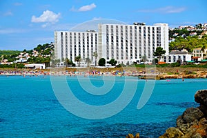 View on the beach Son Bou on the Balearic Island Menorca, Spain