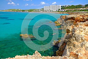 View on the beach Son Bou on the Balearic Island Menorca, Spain