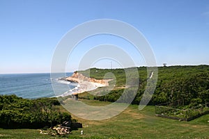 View of the beach from the top of the Montauk Light House