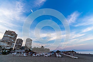 View of Beach in Torremolinos in evening