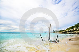 The view of a beach on uninhabited island Half Moon Cay (The Ba