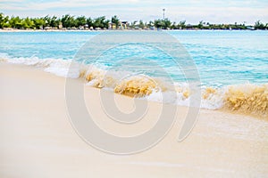 The view of a beach on uninhabited island Half Moon Cay (The Ba