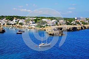View on the beach and village Alcaufar on Menorca photo
