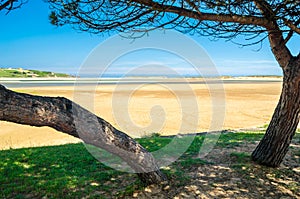 View of a beach in the village of Mogro, Cantabria, northern Spain photo