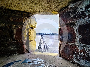 View of the beach from a window