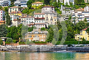 View of the beautiful architecture and Lake Como in Italy