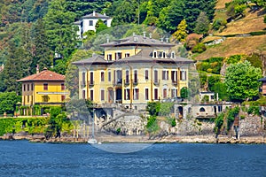 View of the beautiful architecture and Lake Como in Italy