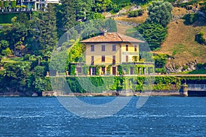 View of the beautiful architecture and Lake Como in Italy