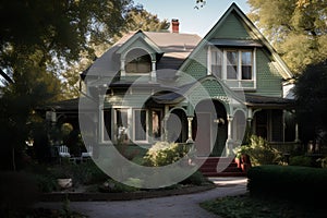 A view of the beautiful architecture of a Victorian house in Oregon.