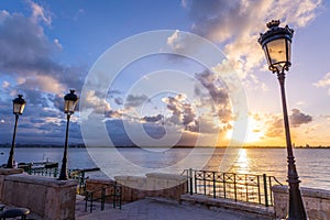 View of a beautiful beach in San Juan city in Puerto Rico at sunset