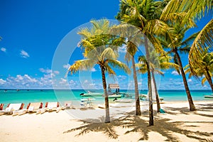 Beautiful exotic beach in Trou aux Biches, Mauritius photo