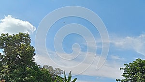 The view is so beautiful, the blue sky accompanied by white clouds