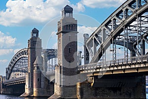 View of the beautiful Bolsheokhtinsky Peter the Great Bridge