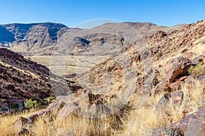View of beautiful Brukkaros mountain and crater, an impressive landscape near Keetmanshoop, Namibia, Southern Africa
