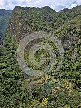 view of the beautiful cascade, Semuc champey, Guatemala