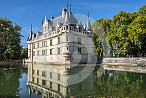 View on beautiful Chateau dâ€™Azay-le-Rideau at sunny day, Loire valley, France