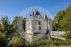 View on beautiful Chateau dâ€™Azay-le-Rideau at sunny day, Loire valley, France