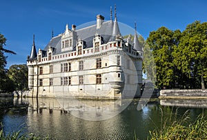 View on beautiful Chateau dâ€™Azay-le-Rideau at sunny day, Loire valley, France
