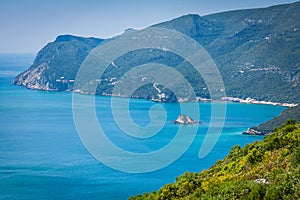 View of the beautiful coastal landscapes of the Arrabida region