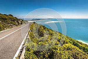 View of the beautiful coastal landscapes of the Arrabida region photo