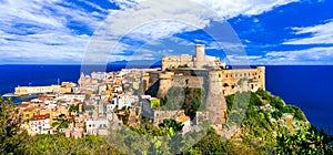 View of beautiful coastal town Gaeta with Aragonese castle. Land photo