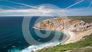 View of the beautiful coastline near Cape Espichel, Sesimbra, Portugal timelapse