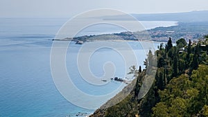 View of a beautiful coastline near Taormina, Sicily