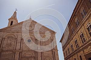 View of the beautiful Duomo in the famous town of Pienza