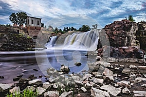 View of the beautiful Falls Park at Sioux Falls, South Dakota