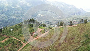 View of beautiful forested mountain range with hill roads, Kodaikanal, Tamil Nadu, India