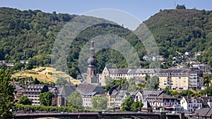 View of the beautiful German city of Cochem with the colored houses