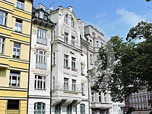 View  of  beautiful historical houses in Karlovy Vary, Czech Republic