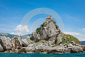 View of beautiful islets Katic Katich and Sveta Nedjelja with photo