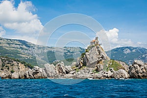 View of beautiful islets Katic Katich and Sveta Nedjelja with photo