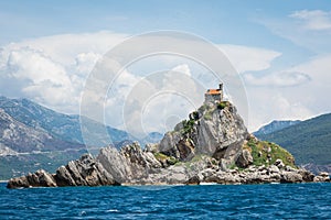 View of beautiful islets Katic Katich and Sveta Nedjelja with photo