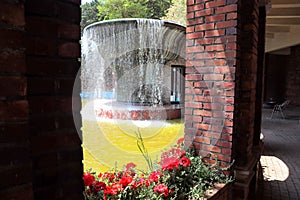 View of beautiful italian fountain in botanic garden