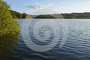 View of beautiful lake landscape, Accesa lake, Massa Marittima, Grosseto, Tuscany, Italy photo