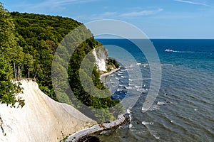 View of the beautiful lime and chalkstone cliffs in Jasmund National Park on Ruegen Island in Germany