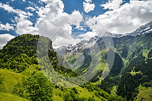 View on beautiful Maderanertal valley in Swiss Alps