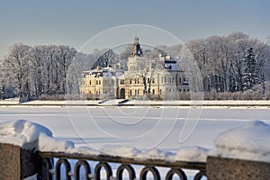 View of a beautiful mansion on the banks of the Malaya Nevka embankment