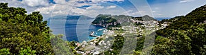 View of beautiful Marina Grande habour from above, Capri island, Italy