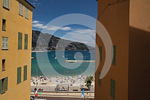 View of beautiful Mediteranean sea from old town in Menton, France