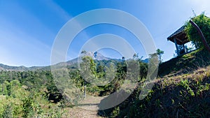 View of beautiful Merapi Mountain in Yogyakarta, Indonesia