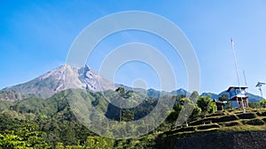 View of beautiful Merapi Mountain in Yogyakarta, Indonesia