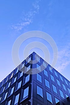 View of a beautiful modern building against the blue sky.